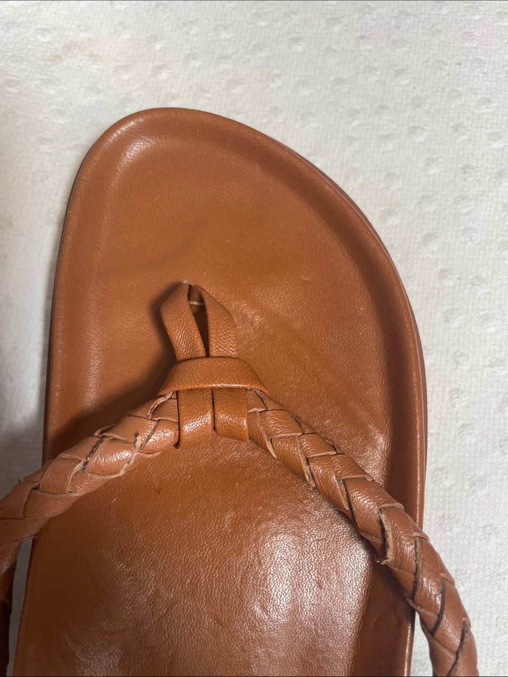 ZARA Braided Thong Sandals in Cognac Brown leather NWOT EU40 - Picture 4 of 6